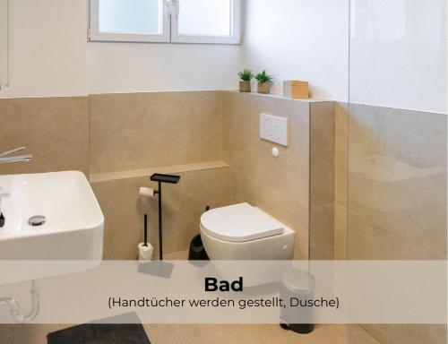 a bathroom with a toilet and a sink at Ferienwohnungen Riese - Sternenzauber in Arnsberg