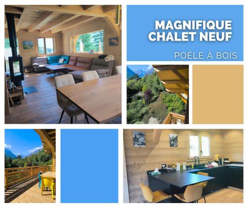a collage of pictures of a house at Magnifique chalet neuf Pelvoux Vallouise Puy Saint Vincent in Le Poët