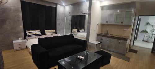 a living room with a couch and a bed at Aryan Home Stay Lucknow in Lucknow