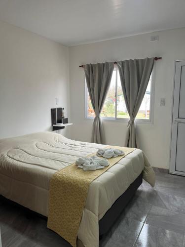 a bedroom with a large bed and a window at Dormis Bajos Medanales in Victorica