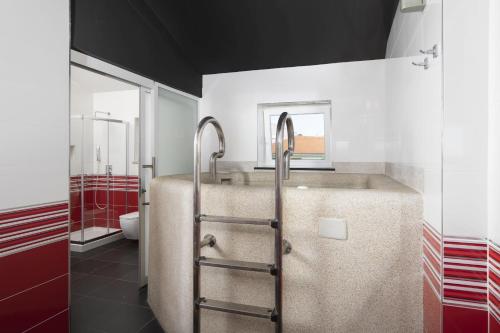 a bathroom with a sink and a toilet at Villa Mason with Heated Pool and mini Wellness in Rovinjsko Selo