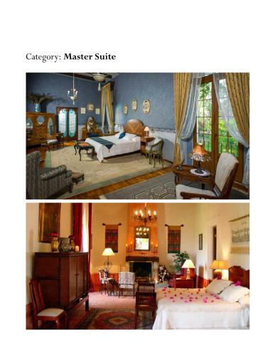 two pictures of a bedroom and a master suite at Hacienda El Carmen Hotel & Spa in Portes Gil