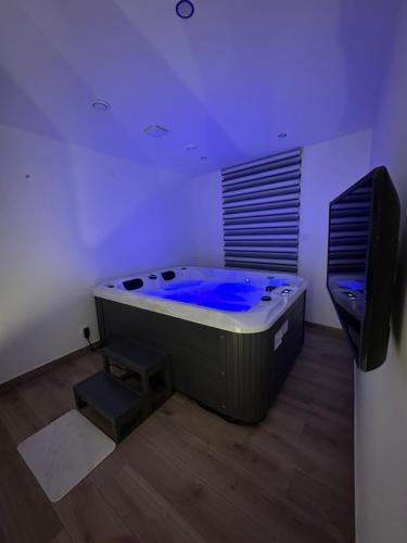 a jacuzzi tub in a room with a tv at Appartement Douceur in Horbourg