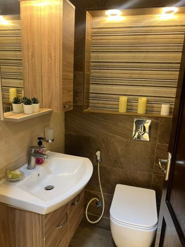 a bathroom with a sink and a toilet at شقق المومني in Amman