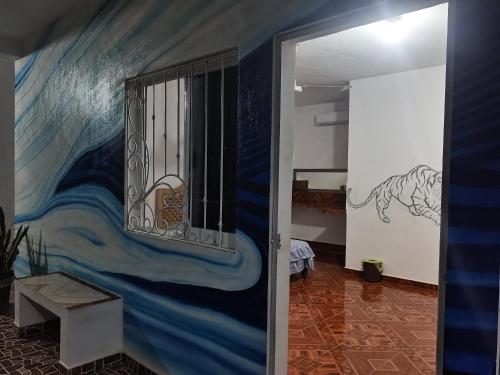 Koupelna v ubytování Blue Hotel