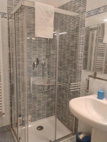 a bathroom with a shower and a sink at Careggi apartment in Florence