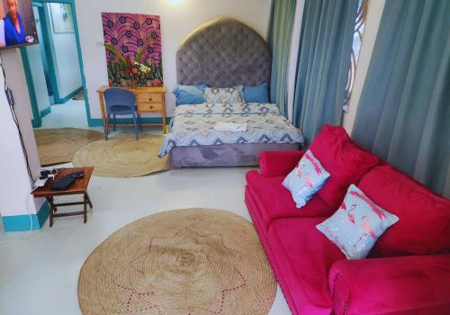 Ένα ή περισσότερα κρεβάτια σε δωμάτιο στο Beach Apartment