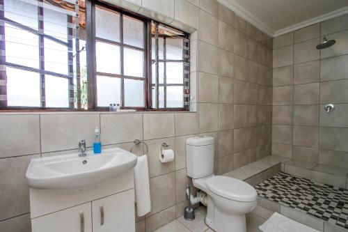 a bathroom with a toilet and a sink at Oyster Tide Self-Catering & B and B in Durban
