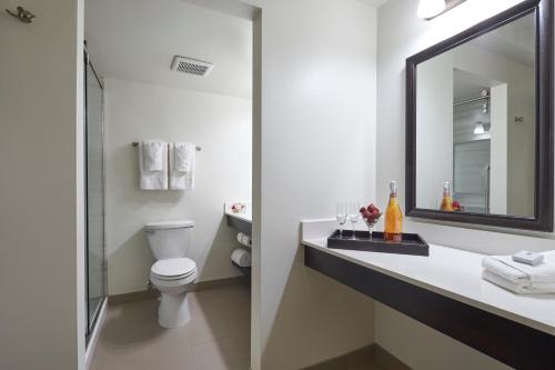 a bathroom with a sink and a toilet and a mirror at Millennium Durham in Durham