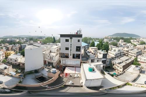 an aerial view of a city with buildings at Shree shyam hotel & restaurant in Mahendragarh
