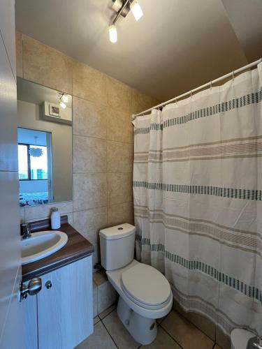 a bathroom with a toilet and a sink at Depto concepcion 2Dy2B in Concepción