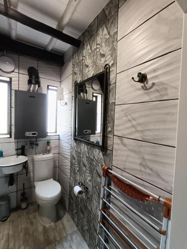 a bathroom with a toilet and a sink at Cosy Cottage in Buffelspoort