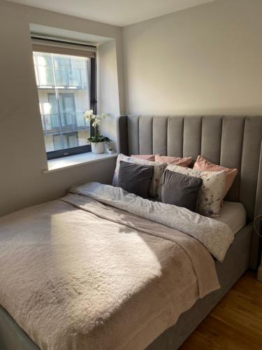 un lit dans une chambre avec une fenêtre dans l'établissement Oasis in heart of Dublin city, à Dublin