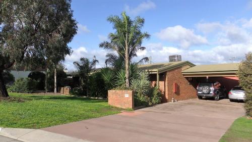 a house with a palm tree in the driveway at Elwood House in Golden Square