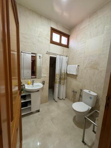a bathroom with a toilet and a sink at Maison Dar Rima in Aït Ali Ou Allah
