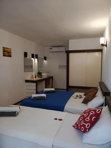 Postel nebo postele na pokoji v ubytování Tripo Dhiffushi Villa