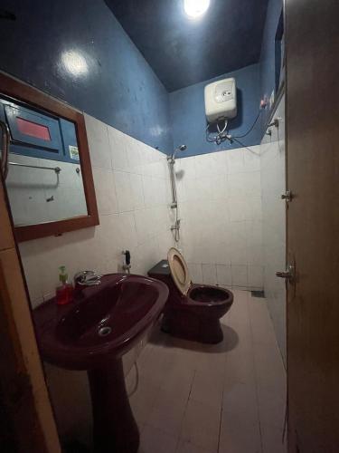 a bathroom with a sink and a toilet at New Royal Mount Hotel in Nuwara Eliya