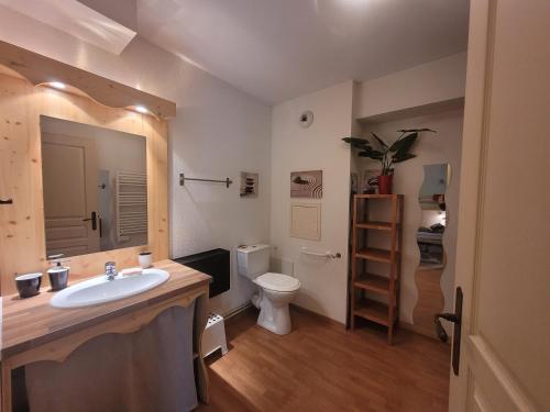 a bathroom with a sink and a toilet at Appartements Ski Spa & Confort Orelle-3 vallées in Orelle