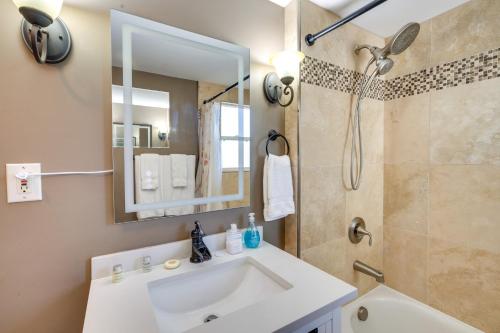 a bathroom with a sink and a shower at 2 Mi to Dtwn Grand Junction Home with Hot Tub in Grand Junction