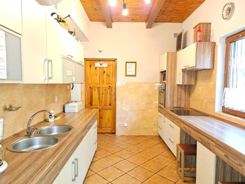 a kitchen with a sink and a counter top at Villa Jolanta in Teerau