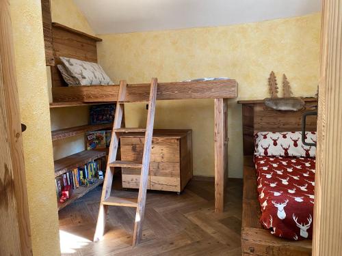 una litera con escalera en una habitación en La Baita del vecchio GAD, en Oulx