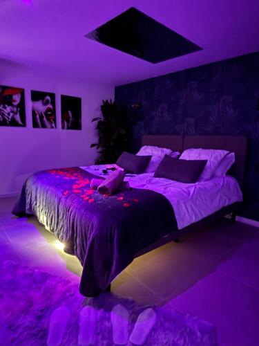 En eller flere senge i et værelse på LoveRoom & Spa - Sanary sur mer - Le Nid Secret