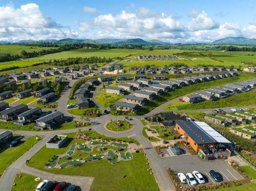 an aerial view of a parking lot with cars at Landal Ullswater Heights in Great Blencow