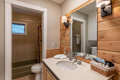 a bathroom with a sink and a toilet at Four Bear Falls in Banner Elk