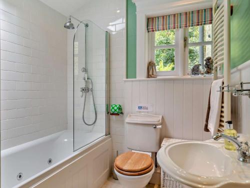 a bathroom with a toilet and a tub and a sink at 4 Bed in Bucks Mills 60643 in Bucks Mills
