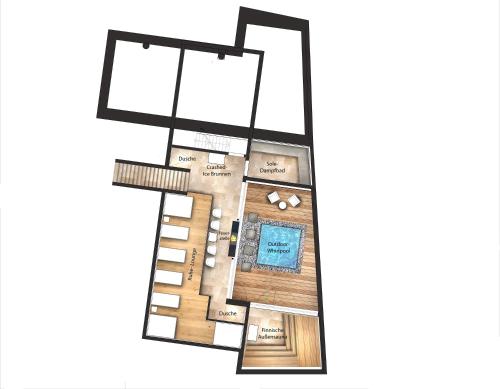 a rendering of a floor plan of a condo at Alpenhotel Ischglerhof in Ischgl