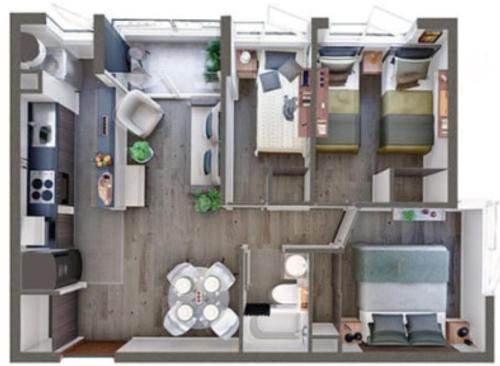 a floor plan of a room with at Departamento en condominio Villarrica vista a volcán y lago in Villarrica