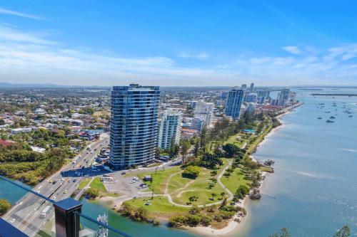 an aerial view of a city next to the water at CASSA MQ - Oceanview 2BR Southport Gem Managed by The Cassa in Gold Coast