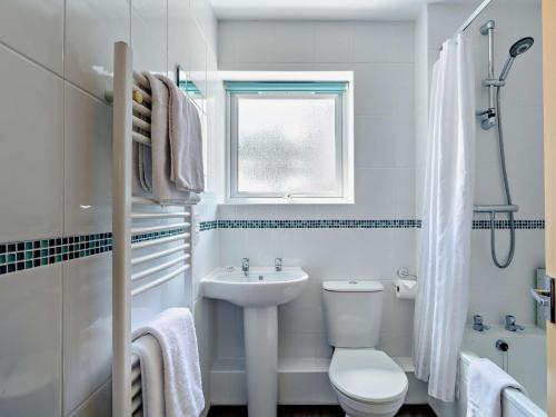 Un baño blanco con inodoro y lavabo. en 3 Bed in Crediton WAIE2, en Zeal Monachorum
