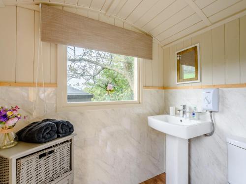 Un baño con lavabo y ventana. en 1 Bed in Hereford 79576, en Aconbury