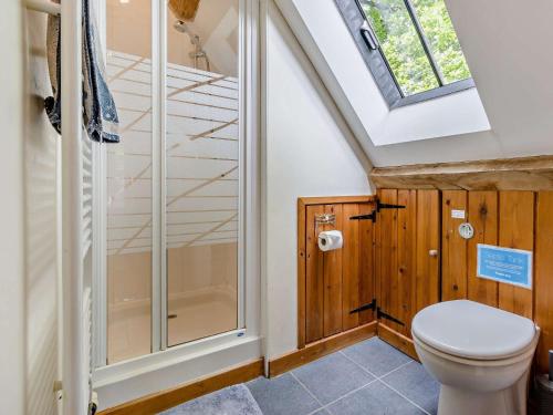 a bathroom with a toilet and a shower at 5 Bed in Ludlow 95212 in Tugford