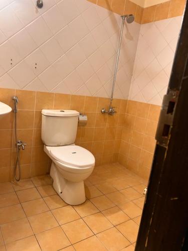 une salle de bain avec toilettes et douche dans l'établissement Nook House - Valley View Villa, à Murree