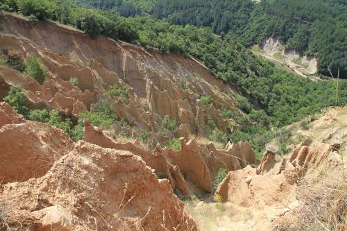 an aerial view of a rocky mountain with trees at Guesthouse Argacho in Stob