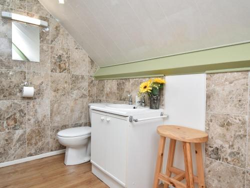 La salle de bains est pourvue de toilettes, d'un lavabo et d'un tabouret. dans l'établissement 3 Bed in Sedgefield 82600, à Sedgefield