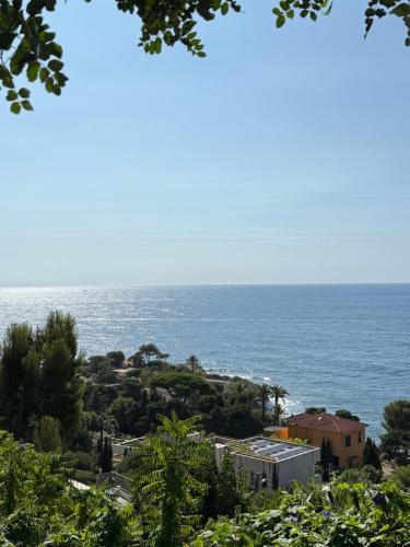 a view of the ocean from a hill at Casa Favelas, Vue Mer et Proche de Monaco in Cap d'Ail