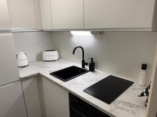 a kitchen with a sink and a counter top at Beautiful home in the center of Rovaniemi in Rovaniemi