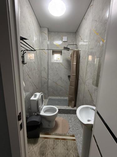een badkamer met toilet en wastafel bij TaTa Guest House in Bisjkek