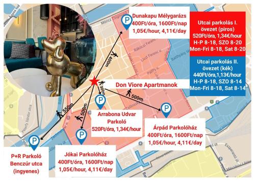 une carte de la ville de Paris avec les attractions dans l'établissement 3 - Casa Botticella - DonViore, à Győr