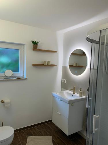 Koupelna v ubytování Rotkehlchen Ferienwohnung