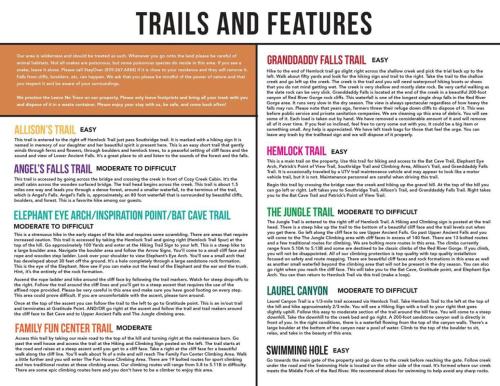 two pages of a research paper detailing trails and features at Hot Tub & WiFi - Hillside Haven Red River Gorge KY in Rogers