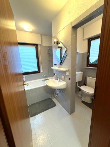 ein Badezimmer mit Waschbecken und Toilette in der Unterkunft Alari Loft in Korbach