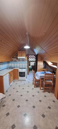 een keuken met een tafel en stoelen in een kamer bij Apartment-Koželj in Dobrna