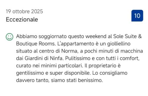a screenshot of a cell phone of a text message at Sole Suite & Boutique Rooms in Norma