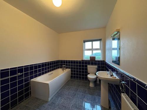 a bathroom with a tub and a toilet and a sink at Wild Atlantic Haven in Ballyferriter