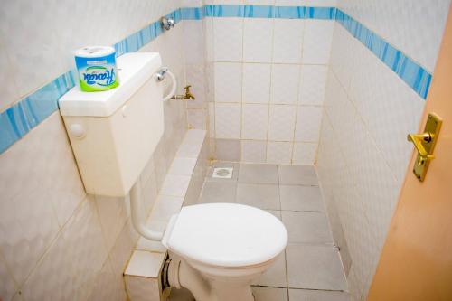 ein kleines Bad mit einem weißen WC in einem Zimmer in der Unterkunft Danross Nest in Gatunga