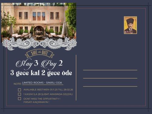 Certifikát, hodnocení, plakát nebo jiný dokument vystavený v ubytování Aja Cappadocia Cave Hotel